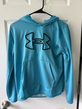 Under Armour Teal Blue Pullover Hoodie with Black Logo